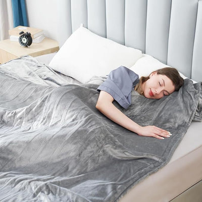 Eydna Electric Heated Blanket Twin Size 62"x84", Fast Heating Throw, Soft Plush Microplush for Bed & Couch, 10Hs Auto Off & 5 Heating Levels, Machine Washable, Gifts for Womens & Family-Light Gray