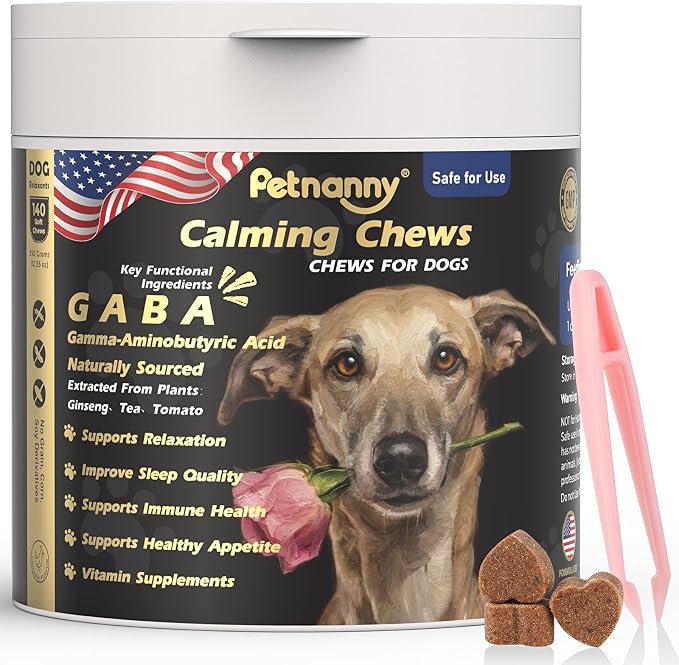 Calming Chews for Dogs with GABA, Calming Bites for Dog Anxiety Relief, Natural Calming Supplement Calming Treats for Pets, Support Relaxation & Composure, Chicken Flavor, 140 Chews