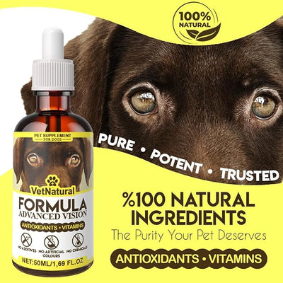 VetNatural Advanced Vision Formula for Dogs, Bilberry Extract + Lutein + Zeaxanthin, Supports Clear Vision & Helps Support Eye Clarity in Dogs with Cloudy-Looking Eyes, 50ml (1.69 fl oz)