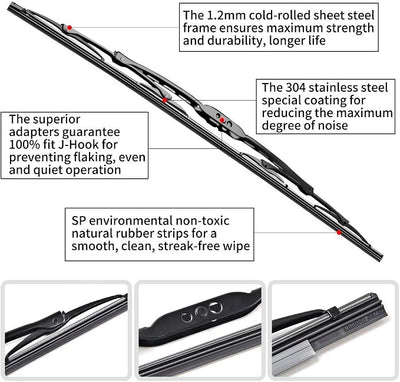 Replacement for Nissan Sentra Windshield Wiper Blades - 26"+17" Front Window Wiper - fit 2007-2012 Vehicles - OTUAYAUTO Factory Aftermarket