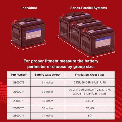 Zerostart 2800075 Electric Battery Blanket Heater Wrap with Thermostat 50 Inch | Battery Warmer for Generators, Automotive and Heavy Duty Vehicles