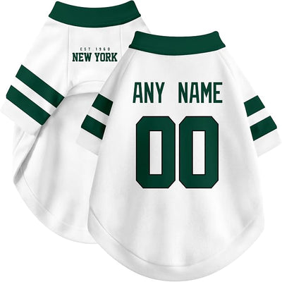 New York J Dog Clothes Jersey Style Personalized Pet T Shirt with Custom Name Number for Small Medium Large Dogs