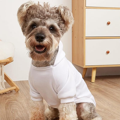 Jecikelon Soft Dog Hoodies for Small Dogs, Fleece Puppy Sweatshirt with Pockets, Warm Winter Cold Weather Coats for Pet Cat, Cute Clothes Puppy Costume (White, X-Small)