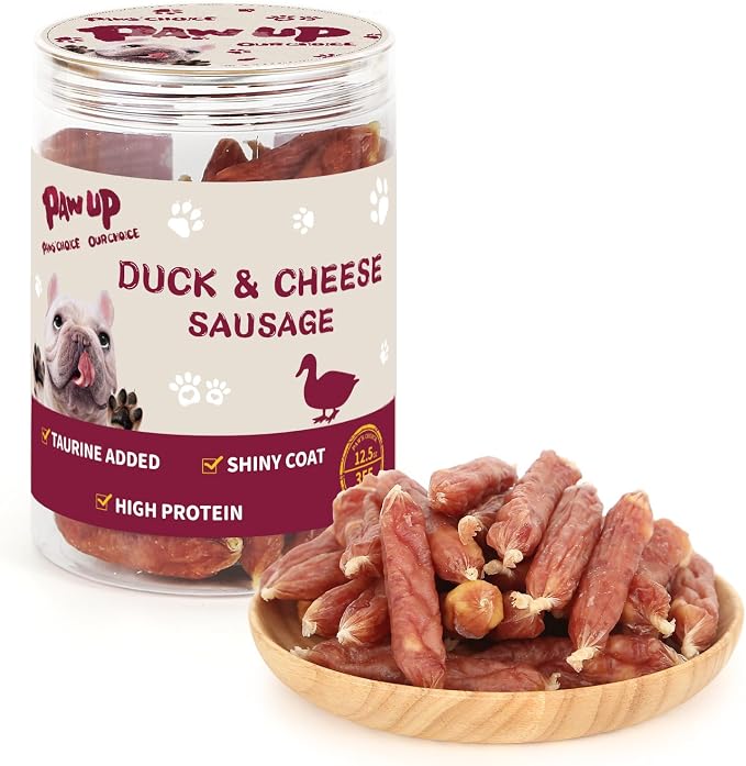 Duck Dog Treats, Duck Sausage with Cheese, Taurine Added, Rawhide Free, Soft Dog Snack for Small & Medium Dogs Training, 12.5 oz/355 g