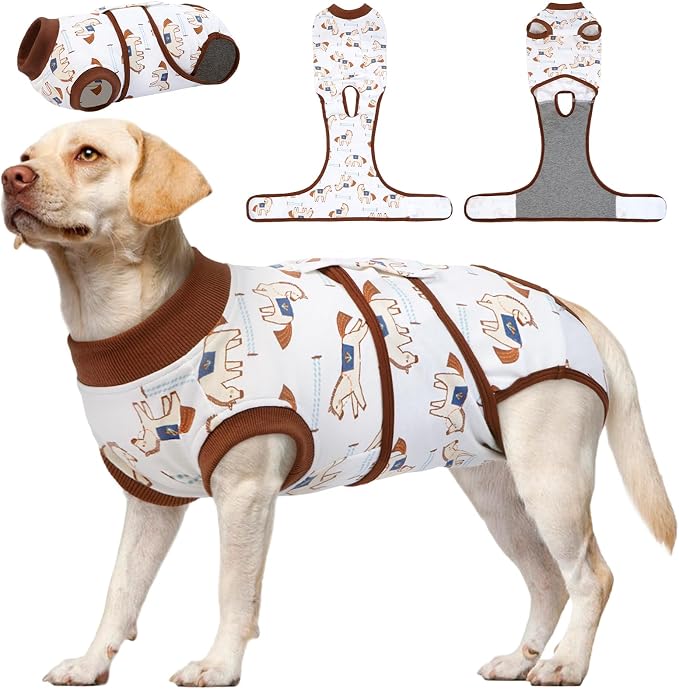 Dog Recovery Suit for Post-Surgery Care, Spay Neuter Bodysuit for Female & Male Dogs, Anti-Licking Surgical Onesie, Snug Fit for Abdominal Wound Protection & Skin Healing, BrownPony XXL