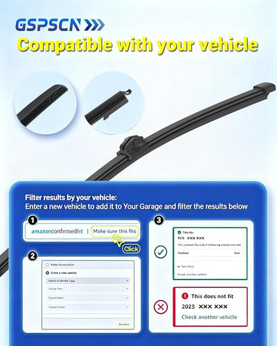 GSPSCN 13" Rear Wiper For Audi Q3 2024-2019，Q5 2017-2009，SQ5 2017-2014 /Benz GLE 2023-2020 /Porsche Cayenne 2023-2011 /VW Touareg 2018-2015 Back Windshield Wiper Blade (13-i /A332H)