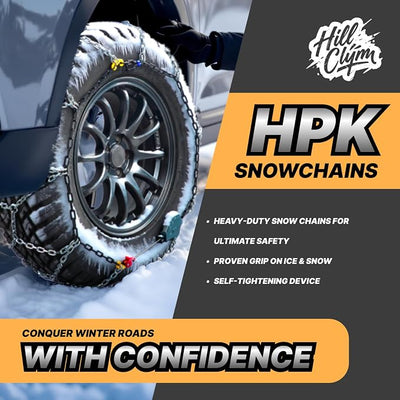 Auto Fixing Snow Chains for Car Tires, Tire Chains for Passenger Cars, Sedan, SUVs, Quick Fit & Easy Installation Snow Tire Chains, Portable Reusable Emergency Tire Traction Chain, Set of 2 (HPK-1545)