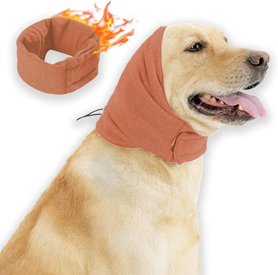 Ear Muffs for Dogs,Warm Winter Head Wrap Calming Hoodie,No Shake Anxiety Relief Pet Covers Ear Noise Protection Vest for Dogs Thunder Fireworks,Vet Visits,Grooming(Orange,S)
