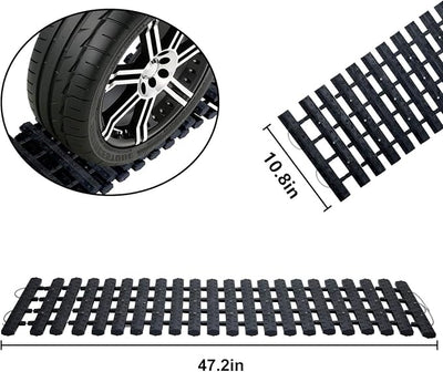 Emergency Devices 2 pcs Tire Traction Mats 47.2" (L) x 10.8" (W), Portable for Snow, Ice, Mud, and Sand to Car, Truck, Van or Fleet Vehicle off road winter accessories (2PCS* 47.2in)
