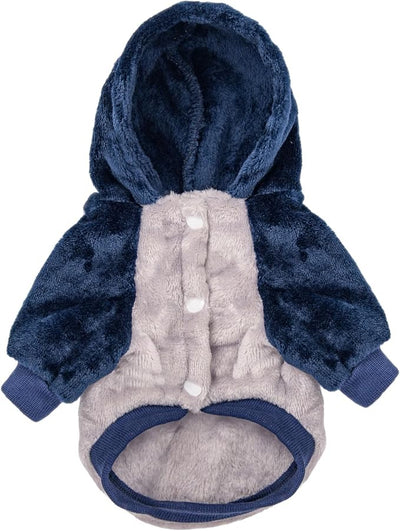 FabriCastle Small Dog Hooded Sweater, Dog Clothes XXS XS Small Medium for Dogs Boy & Cats, Soft and Warm Pet Coat, Winter Pet Jacket Apparel Costumes, Puppy Outfits Snap On Hoodies (Grey Body, Large)