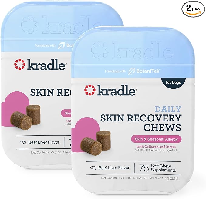 Skin Recovery Chews for Dogs - for Itchy Skin Relief and Seasonal Allergy Support - Biotin Collagen Brewers Yeast - 150 Chews