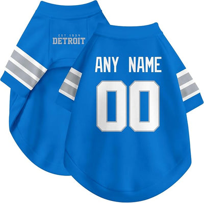 Detroit Dog Clothes Jersey Style Personalized Pet T Shirt with Custom Name Number for Small Medium Large Dogs