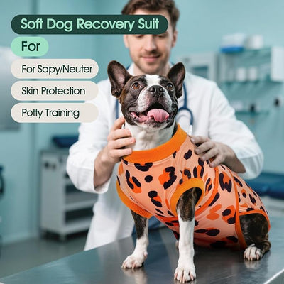 Kuoser Dog Recovery Suit for Dogs After Surgery,Professional Surgical Onesie for Female Male Dogs Spay Neuter,Soft Dog Surgery Suit Bodysuit for Abdominal Wounds Skin Disease,Orange L