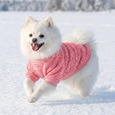 2 Pack Dog Sweaters for Small Dogs Girl Boy Winter Fleece Clothes Warm Soft Dog Sweatshirt Outfit for Dogs Cats Pet Apparel (Pink+Purple, M (Back: 13.7",Chest: 17.7", 10-14Ibs))