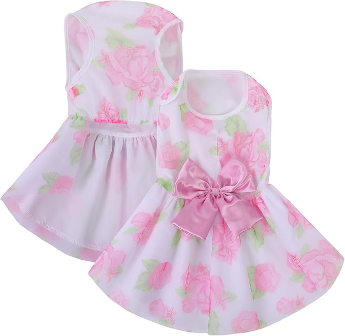 ASENKU Dog Dress Pet Wedding Dress Princess Lace Puppy Birthday Party Outfit Formal Apparel Girl for Small Medium Dogs Cats (Small, Rose)