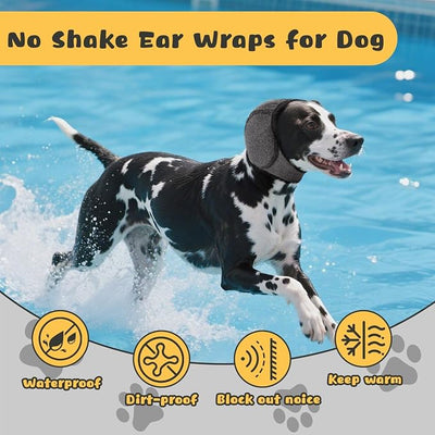 Dog Ears Cover, Dog Ear Muffs Noise Protection, Adjustable No Shake Ear Wrap Comfortable Quiet Dogs Calming Hood Blow Drying Headband Wraps (Grey, Medium(Head Circle:14"-19"))