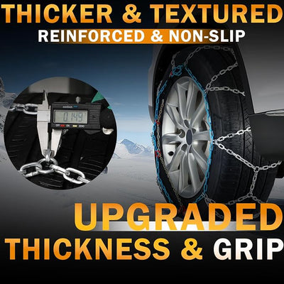 Coco Bird Heavy Duty Snow Chains Tire Chains for Light Truck, SUV & Pickup, Easy Installation, Wear-Resistant Alloy Steel for Superior Traction & Stability, Set of 2（SCRV-265）