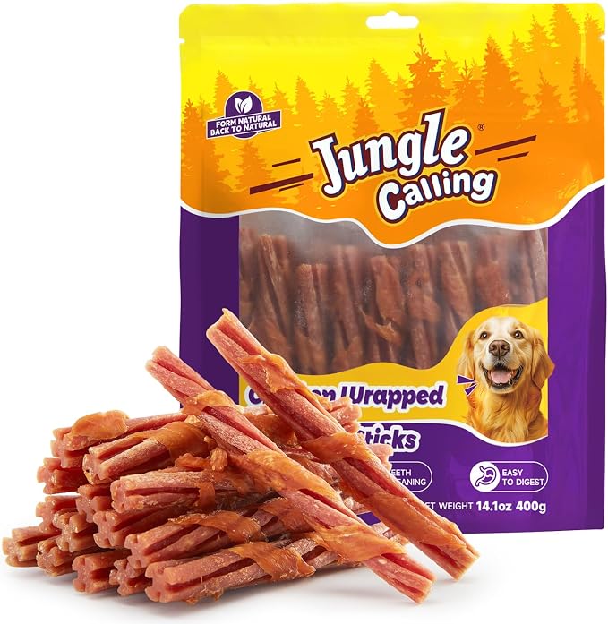 22 Count Beef Collagen Sticks, Long Lasting Dog Chews, Chicken Wrapped Treats, Rawhide Alternative for Small Medium Large Dogs, Dental Health, Beef Lung Flavored Bones,14.1 oz
