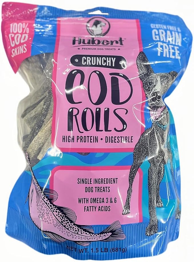 Pet Cod Skin Rolls, Single Ingredient Fish Skin Dog Treats, 1.5 lbs