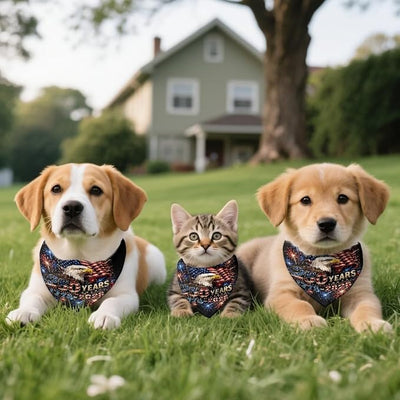 KEIAHUAN American 250 Yeas for Dog BandanaAdjustable Triangle Reversible Holiday Scarves Dog Bibs Soft Comfortable Puppy Scarves for Small Medium Large Dogs