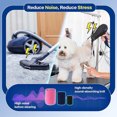 3 Pack Bundle (S, M, L) Dog & Cat Calming Band Cat Anxiety Relief Cover,Double Layer Thickened Elastic Neck Band Ear Muffs for Anxiety Relief/Noise Protection,Grooming,Thunder,Fireworks