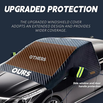 Windshield Cover for Ice and Snow, Extra Large Car Snow Cover Protect Front Windshield & Rearview Mirror, Magnetic Anti-Snow Cover Universal Fit for Most Vehicle Medium (Front Cover)