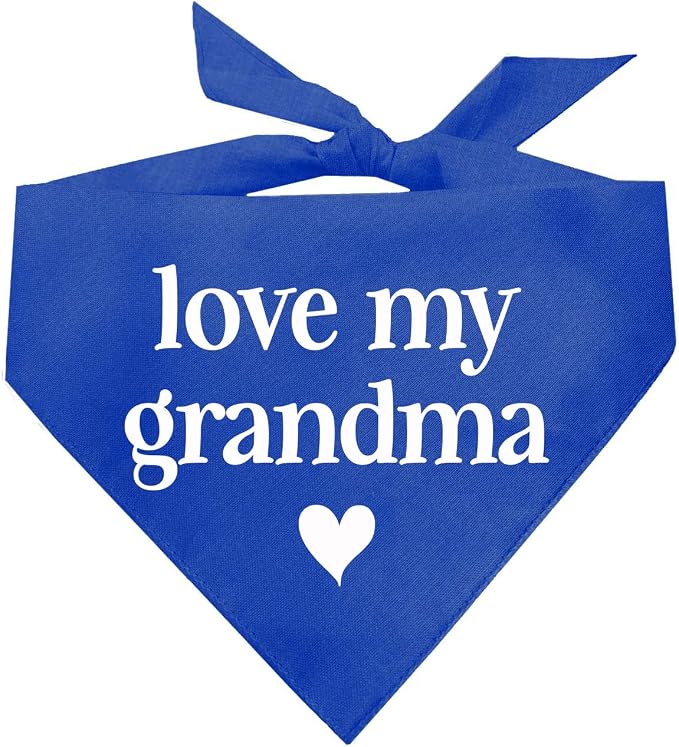 Love My Grandma Mother's Day, Valentine's Day Dog Bandana (Royal, OS 399)