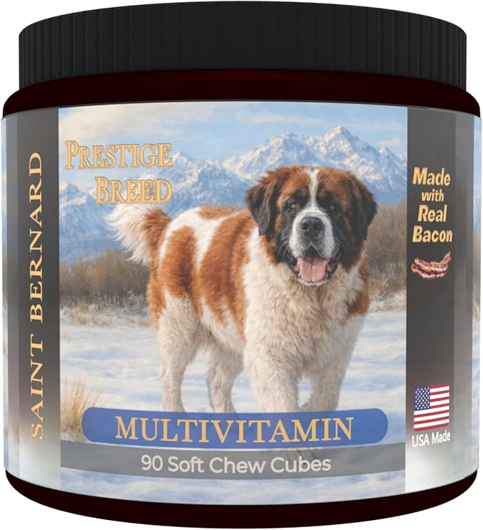 Saint Bernard Multivitamins, 90 Count, Made in the USA with Real Bacon.
