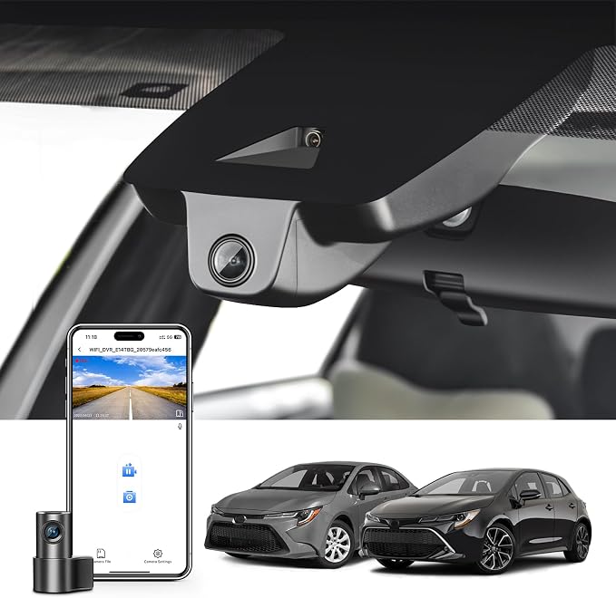 Front 4K & Rear 1080p Dash Cam Custom fit for Toyota Corolla & Hybrid 2020 2021 2022, LE XLE XSE SE,Corolla Hatchback 2019-2022 Gen12 E210 (Model B), Integrated OEM Look, App & WiFi,GPS, 128GB Card