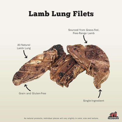 Redbarn Lamb Lung Filets - Oven Roasted Jerky-Style Dog Treats, Flavorful, Tasty & Highly Palatable Chews, Single Ingredient Protein – 10 oz, Case of 10 Bags