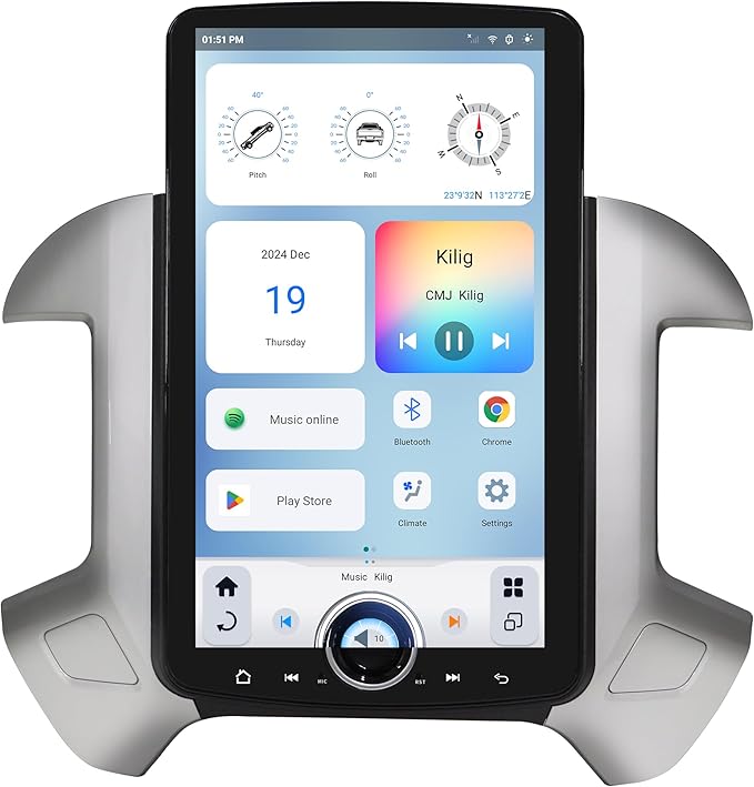 LINKSWELL 15.6" XL T-Style Screen Upgrade for Silverado & Sierra 2014-2019, Android Car Stereo with Wireless CarPlay & Android Auto, “X” Knob Control,Dual WiFi,16 Band EQ, Plug & Play