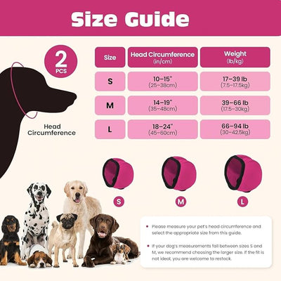 2PCS No Flap Ear Wraps for Dogs, Dog Ear Muffs Noise Protection, Adjustable Calming Dog Ear Protection, Soft Breathable for Grooming, Thunder, Fireworks & Travel (Rose, M)