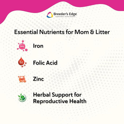 Breeder’s Edge Oxy Mate, Prenatal Vitamin Supplement for Pregnant Dogs and Cats, Supports Healthy Pregnancy, Red Blood Cell Production & Fetal Development, 30ct Meat Chew Treats
