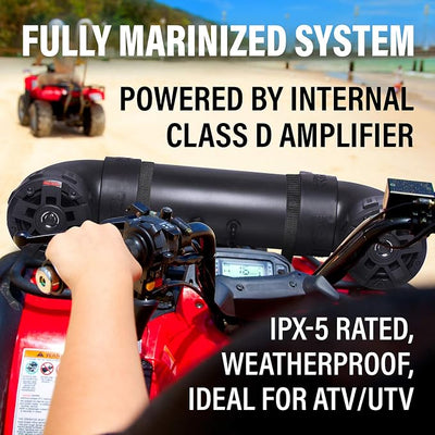 BOSS Audio Systems UTV4B ATV UTV Weatherproof Sound System - 4 Inch Speakers, 1 Inch Tweeters, Built-in Amplifier, Built-in Bluetooth, Easy Installation for 12 Volt Vehicles