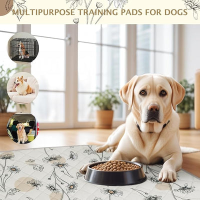 IEUUMLER Washable Pee Pads for Dogs, 2 Pack Non-Slip & Waterproof Pack Whelping Pad, Reusable Washable Puppy Potty Training Pad with Fast Absorbent for Playpen EU007 (Beige Daisy, 48"X30"-2pcs)