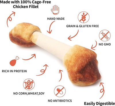 LuvChew Premium Dog Chew Bones, Made with Real Chicken, Rawhide Alternative, Made with Limited Ingredients, Highly Digestible (Mini 18pcs/Pack)