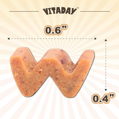 VITADAY Buffalo Dog Treats W Shaped 8oz, Natural Low-Fat Chews for Training & Rewards, Limited Ingredient, Dogs & Puppies