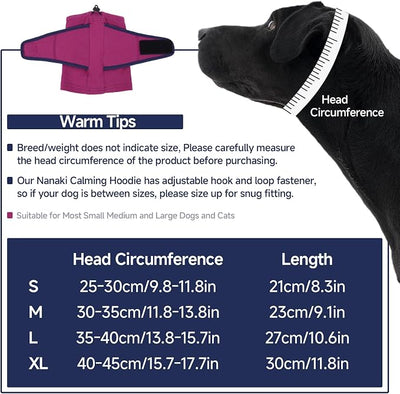 Nanaki Dog Calming Hoodie For Noise Protection, Firework, Thunderstorm-No Shake Ear Wraps For Dogs Anxiety Relief for Separation, Vet Visit, Dog Head Wrap For Ear Hematoma Prevent Scratching, Purple,S