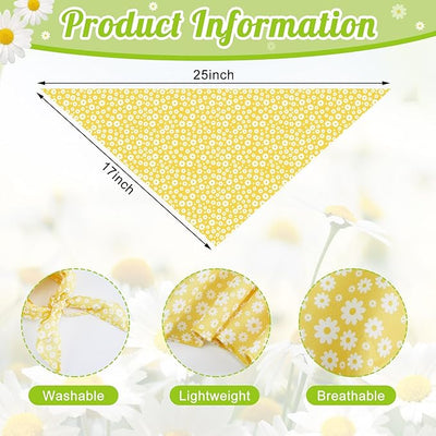 Weewooday 9 Pcs Summer Daisy Dog Bandanas Floral Birthday Handkerchief Scarf Adjustable Large Pet Washable Scarves for Large Dog Girls Boys