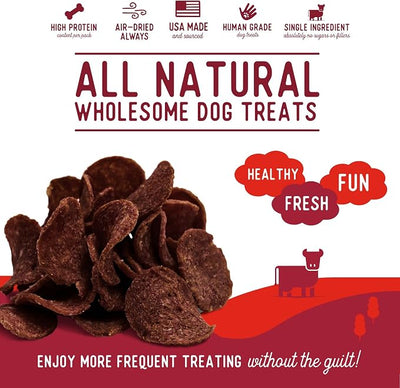 Beg & Barker Beef Chips for Dogs (8 Ounce, Pack of 1) - Single Ingredient Dog Treats Made for Large & Small Dogs Protein Human Grade Dog Treats Made from Real Meat Beef, Made in USA