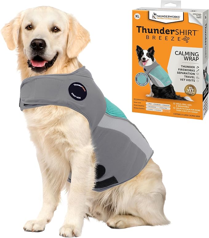 Breeze for Dogs, X-Large, Aqua, Extra Breathable Mesh Fabric, Dog Anxiety Relief Vest for Every Day Stress & Calming During Thunder Storms and Fireworks