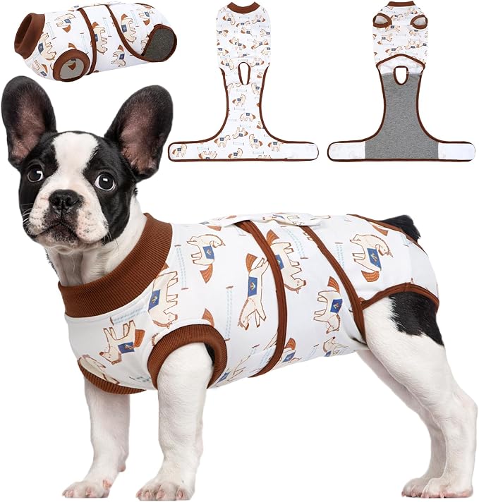 Dog Recovery Suit for Post-Surgery Care, Spay Neuter Bodysuit for Female & Male Dogs, Anti-Licking Surgical Onesie, Snug Fit for Abdominal Wound Protection & Skin Healing, BrownPony M