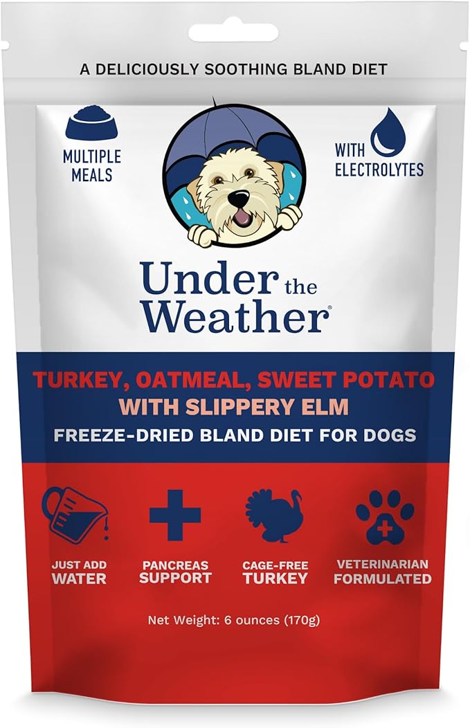 Bland Diet for Dogs | Easy to Digest Stomach Support for Sick Dogs | Contains Electrolytes, All Natural | 1 Pack - Turkey, Oatmeal, Sweet Potato & Slippery Elm - 6oz
