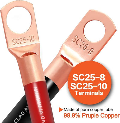 4 Gauge Wire (25ft Each - Red/Black) Copper Clad Aluminum CCA - Primary Automotive Wire,Car Amplifier Power & Ground Cable, 20PCS Lugs Terminal Connectors,20PCS 3:1 Heat Shrink Tubing