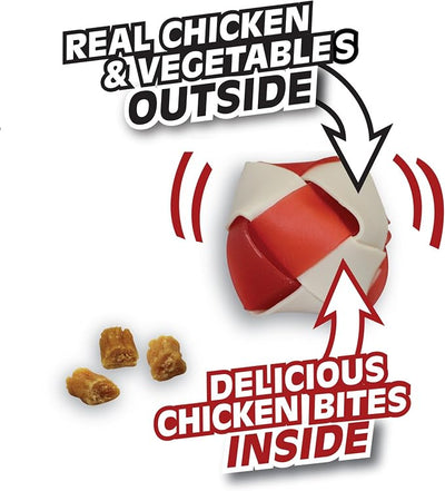 DreamBone RattleBall Small Chews, Rawhide-Free Chews for Dogs, with Real Chicken Treats Inside, 14 Count (Pack of 4)