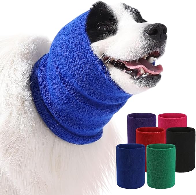 Dog & Cat Calming Band Cat Anxiety Relief Cover,Double Layer Thickened Pet Ears Elastic Neck Band Noise Cancelling Ear Muffs for Anxiety Relief/Noise Protection,Grooming,Thunder,Fireworks