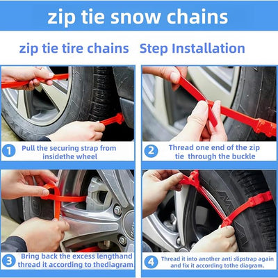 20 PCS Universal Emergency Tire Chains, Adjustable Plastic Anti-skid Ties, zip tie snow chains for Most Cars, SUV Trucks, zip tie snow chains, Reusable Portable Security Cable Belts