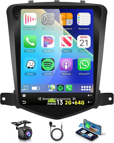 4 Core +64G Car Radio Stereo for Chevrolet Chevy Cruze 2009-2015 with Wireless CarPlay/Android Auto, 9.7 Inch Android 13 Touch Screen GPS Navi WiFi Bluetooth Mirror Link SWC HD Backup Camera