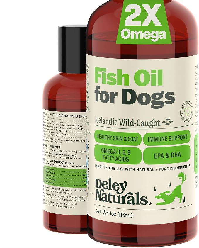 Fish Oil for Dogs - Itch Relief for Dogs with Omega 3 6 9 for Skin, Joints, Heart and Brain Health - Icelandic Omega 3 Fish Oil for Dogs Skin Irritation - 4oz Omega Oil Made in USA