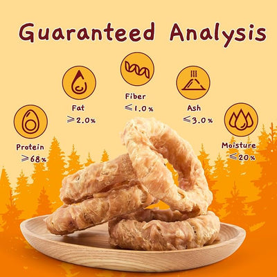 Jungle Calling Beef Tendons for Adult Dogs, Chicken Wrapped Tendons Dog Chews Long Lasting Hip and Joint Supplement for Dogs with Glucosamine (Ring)